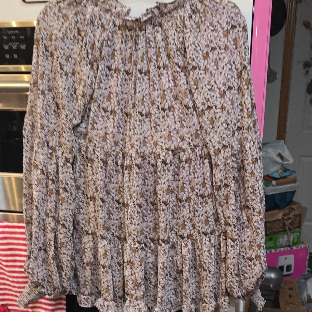 By Together Purple Ruffled Long Sleeve Blouse